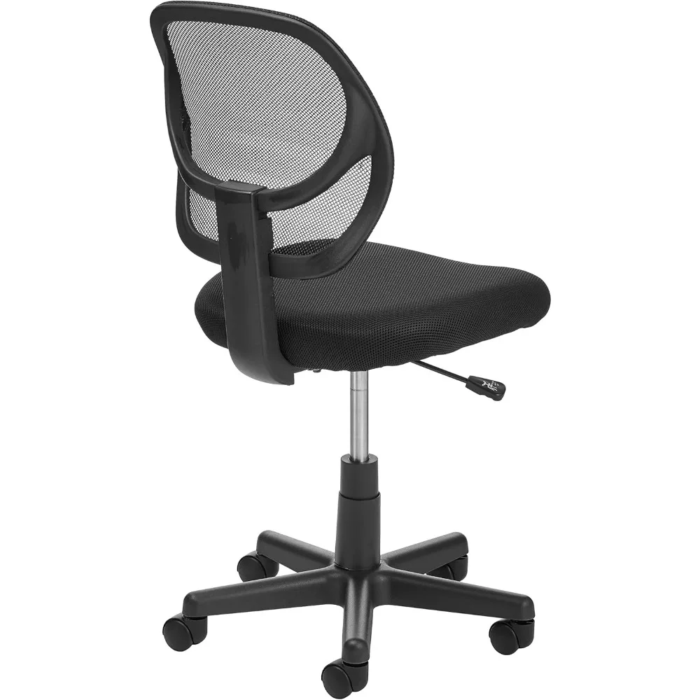 كرسي مكتب دوار شبكي مريح مع مسند ظهر منخفض قابل للتعديل ومقعد مبطن، تصميم مسامي، الأبعاد 21.25 عمق × 22.5 وات