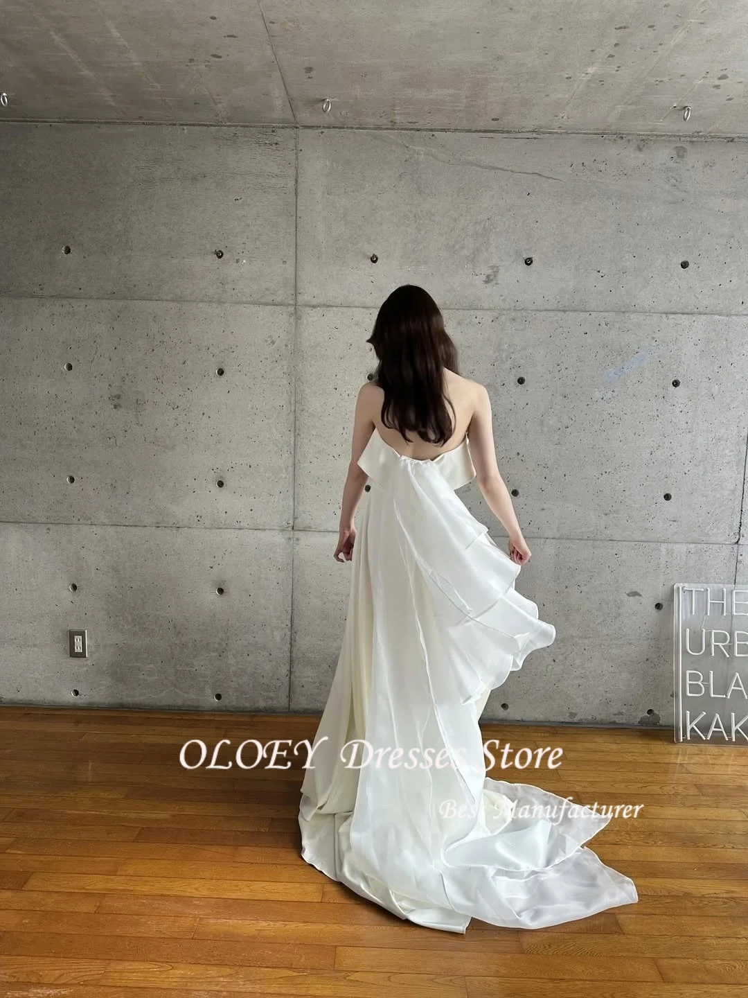 Oloey elegante vestido de casamento linha a clássico sem alças vestidos de noiva até o chão personalizado coreia vestido de casamento sessão de fotos