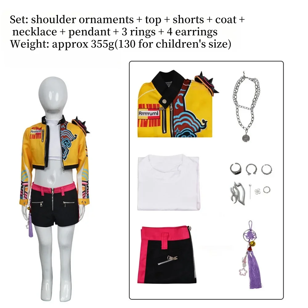 Children Cosplay Performance Costume Outfit K-POP Rumi Group Concert Halloween Clothes Earring Accessory Outfit Size 110-160