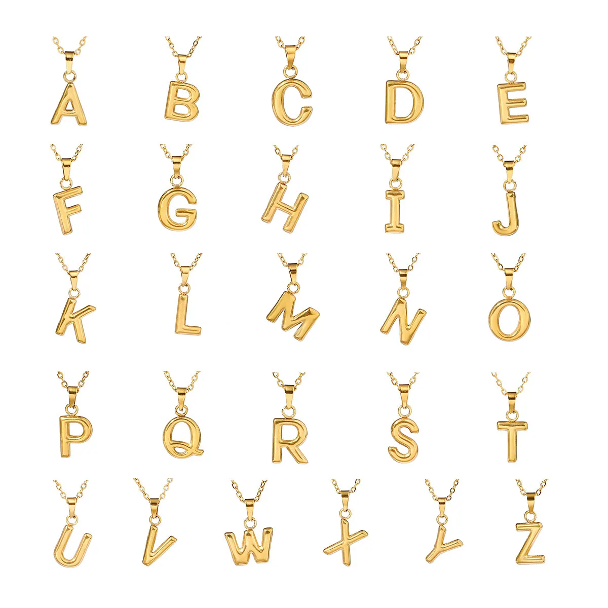 

26Pcs/Lot Gold Color Stainless Steel Initial Alphabet A-Z Name Letter Pendant Necklace For Women Girl Jewelry Gifts