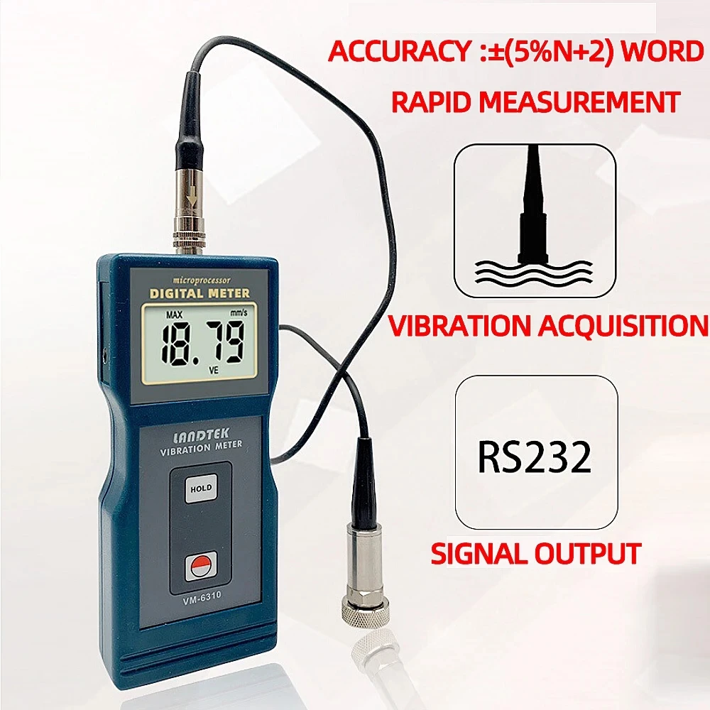 Vibration Detector VM-6310 Acceleration Displacement Mechanical Unbalance And Deviation High Precision Digital Vibrometer