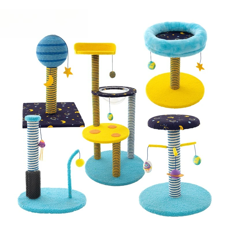 Famipet custom wholesale new space theme design kitten climbing frame scraping column cat tree tower