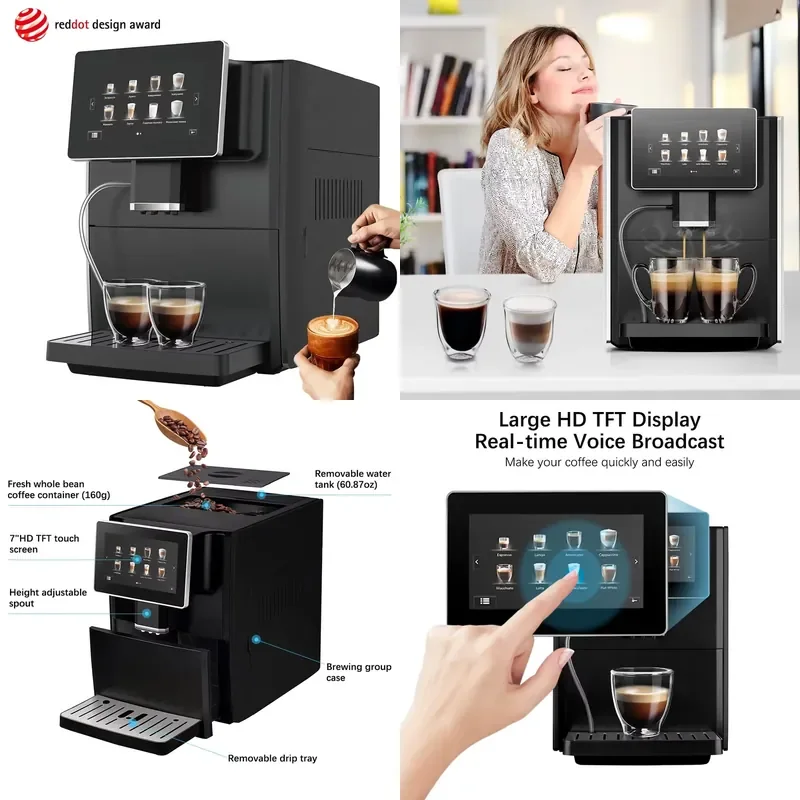 Custom Full Touch Visual Screen Display Portable Electric Smart Commercial Coffee Machine Fully Automatic Espresso Machine