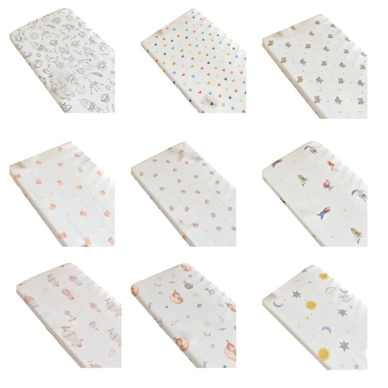 

Baby Fitted Sheet Newborns Diaper Changing Pad Sleeve Breathable Bassinet Sheet Printed Mattress Case Protector 40JC