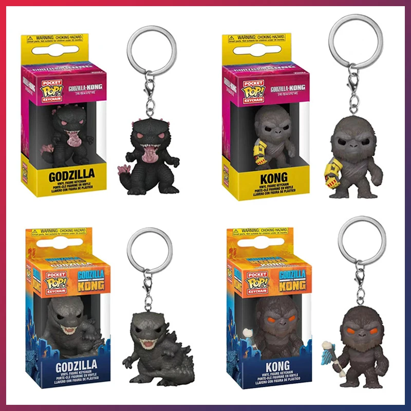 Funko Pop Keychains Movies King Kong Vs. Godzilla Model Collect Kids Toys Car Key Pendant Accessory Boys Christmas Gifts