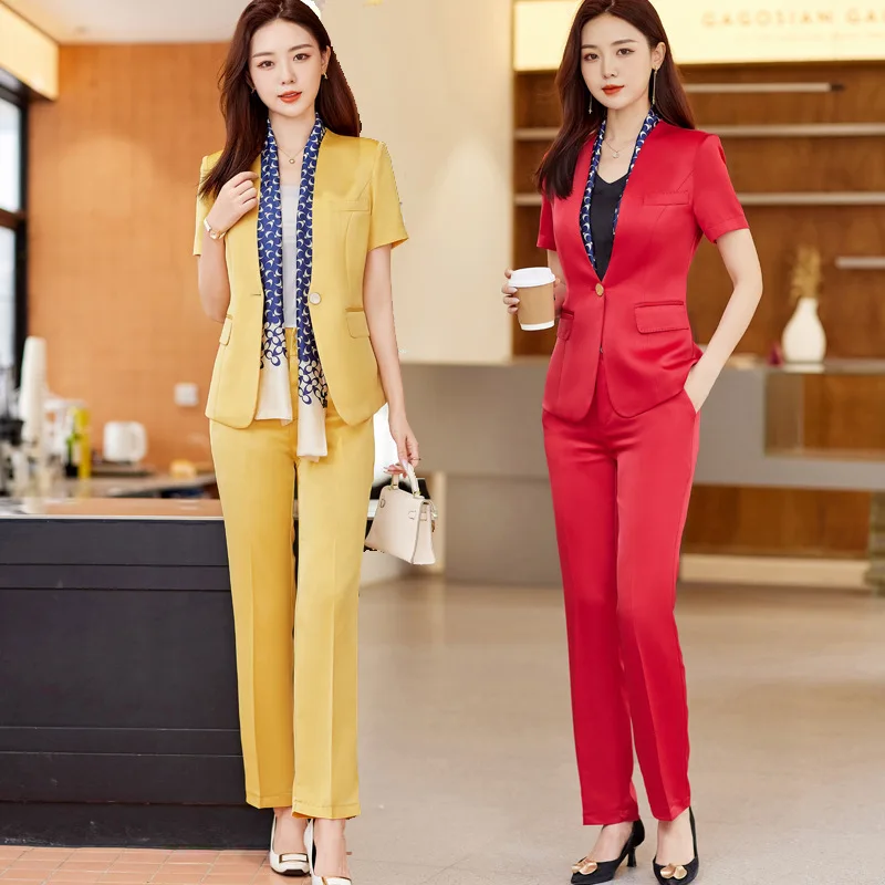 

Fashion Small Suit Suit Women's New Summer Professional Casual Red Short-Sleeved Suit Coat Top Thin