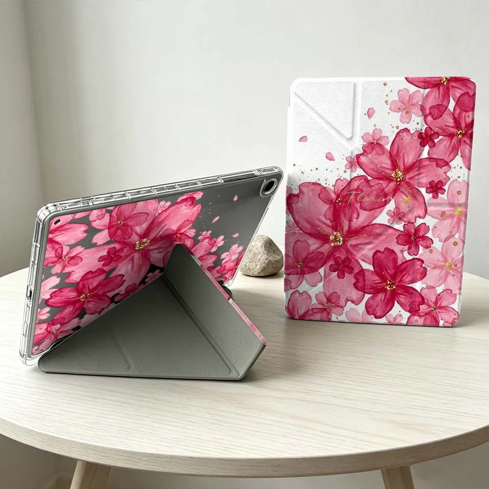 Pink Floral Pattern Soft For Samsung Galaxy Tab S10 S9 S8 S7 S6 A11 A10 A9 FE Plus Lite Foldable 3Y Tablet Case