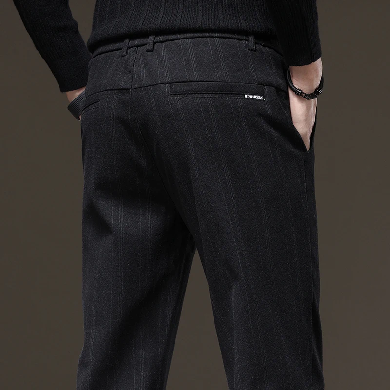2025 ربيع الخريف جديد سراويل تقليدية رجال الأعمال موضة سليم تمتد أسود رمادي ماركة الملابس نحى بنطلون الذكور 28-38 #1