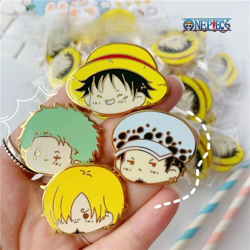 ONE PIECE Cartoon  Anime Figures Luffy Trafalgar D Water Law Zoro Sanji Enamel Lapel Pin Fashion Jewelry Accessories Kids Toys