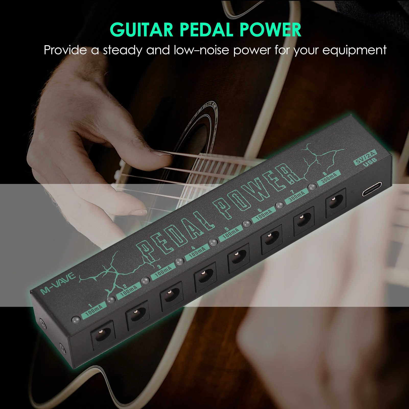 

Блок питания для гитарных педалей M-VAVE PEDAL POWER, 8 изолированных выходов постоянного тока, 9В