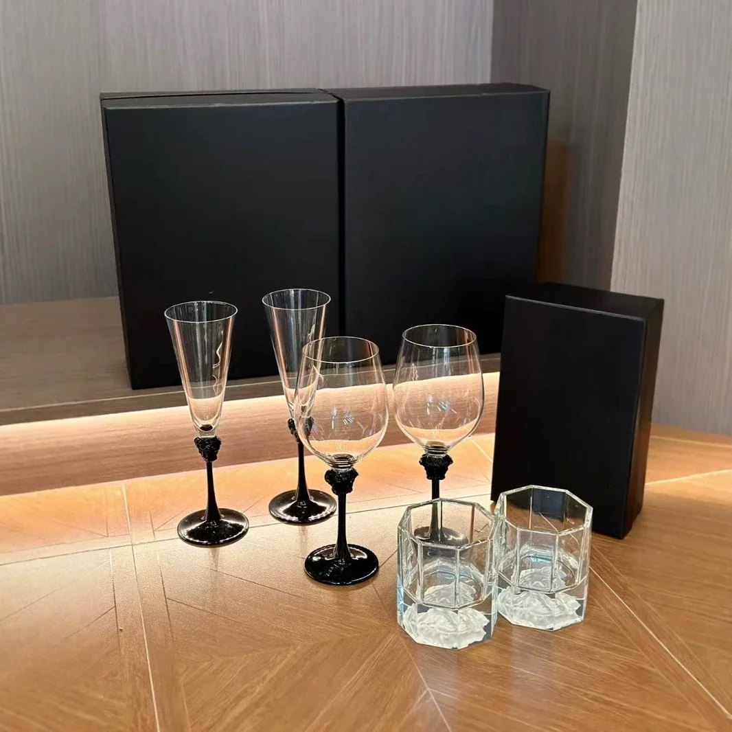 European Style Crystal Glass Red Wine Glass Gift Box Light Luxury Red Wine 2pcs Set Champagne Glass Highball Set