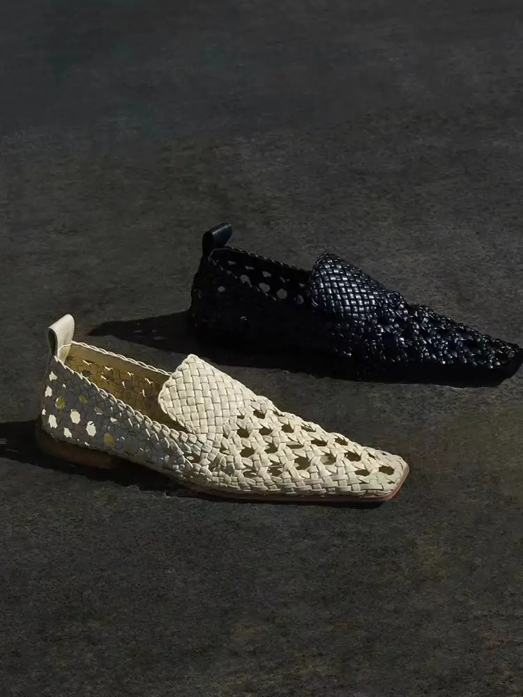 

2025 New Summer Casual Shoes for Woman Low Heel Soft Bottom Casual Shoes Breathable Mesh Pumps Woman Fashion Braided Shoes