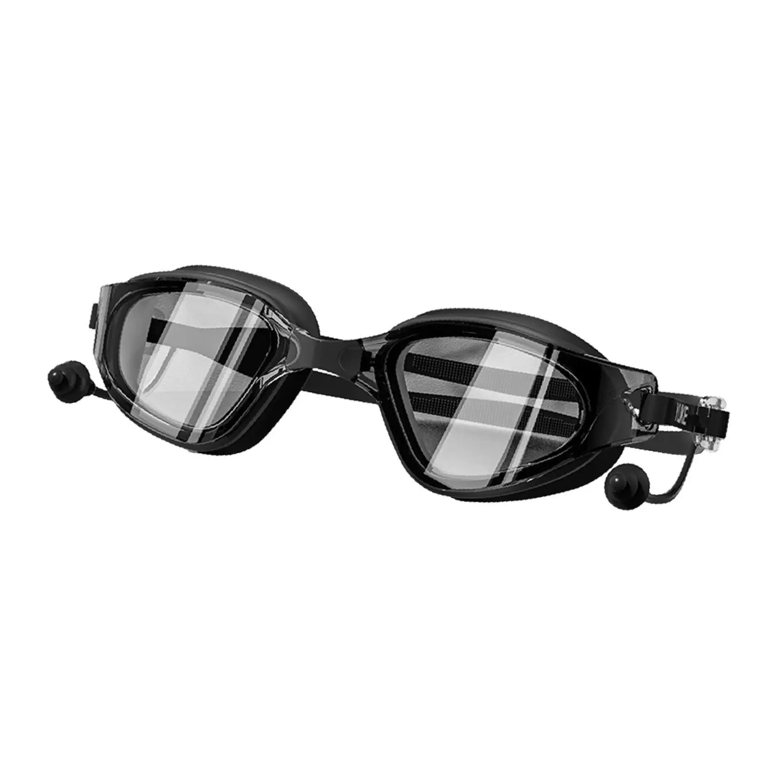 Swim Goggles Transparent Anti Fog Waterproof with Built in Earplug Comfortable Fit for Outdoor Aquatic Activities