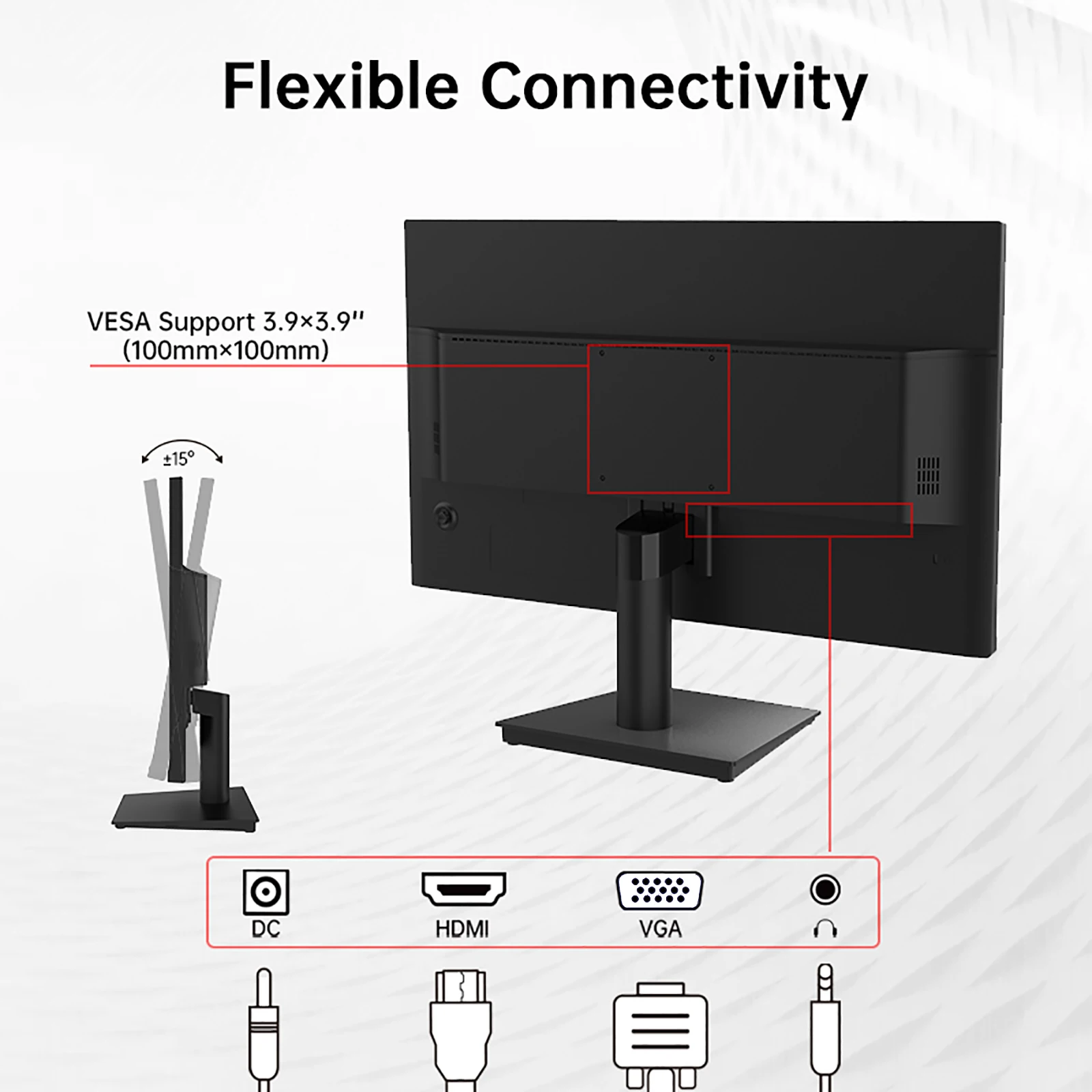 Monitor 1080P de 24 polegadas 100 Hz, monitor de jogos FreeSync, monitores de PC para escritório, HDMI, VGA, portas de fone de ouvido, HDR10, design ZeroFrame