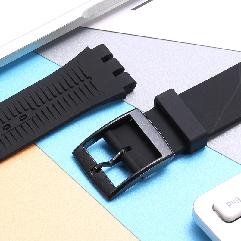 Silicone Strap Suitable for Swatch 17mm Watch Band Soft Waterproof Replacement Bracelet Men Women Pin Buckle Watch Accessories