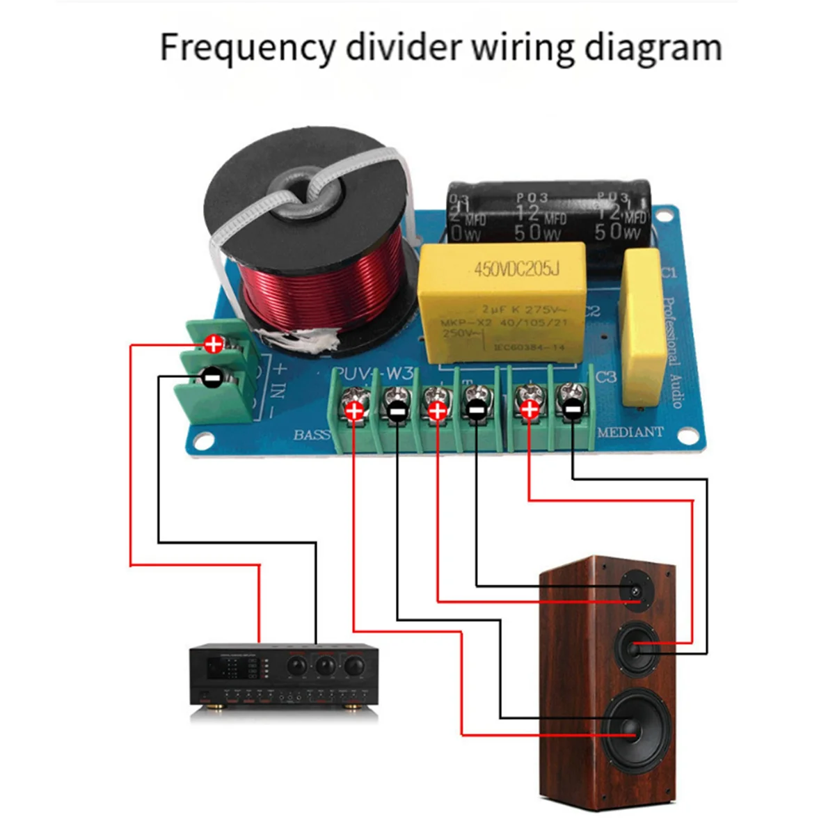 ABSQ-200W 3 cara Speaker tinggi pembagi frekuensi, pemisah Audio papan sirkuit Filter untuk teater rumah Speaker Crossover DIY
