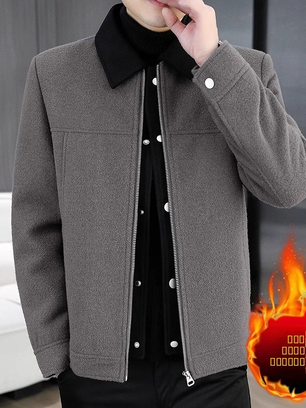 

Faionable Casual Men's Fce Lined Zipper Jaet Thiened Stand Collar Autumn Winter New Arrival Stand Fit Polyester N...