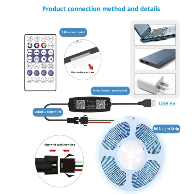 WS2812B Bluetooth Music LED Controller - 3-in-1 APP&Remote Control USB 5V For WS2811&WS2812&SK6812 Pixel Strip&Tape Lights