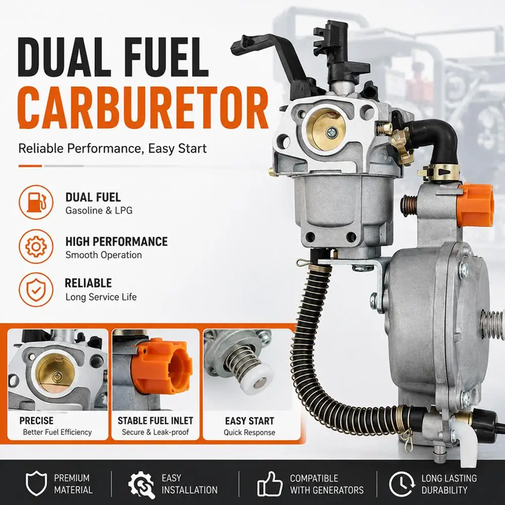 Dual-fuel Carburetor, Generator Dual Fuel Carburetor LPG NG Conversion Kit Fits For GX160 2KW 168F 8HP 9HP 2kw-6.5KW