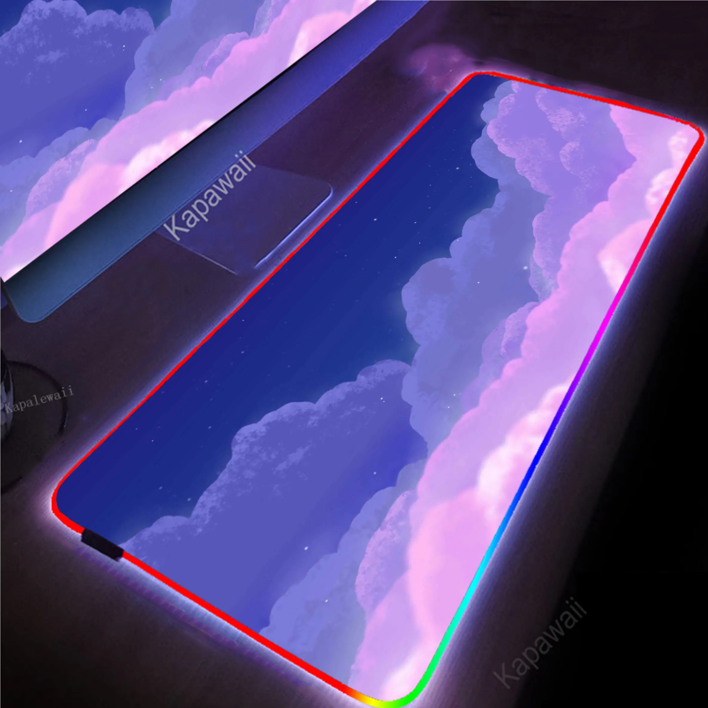 Pink Sky Cloud RGB LED Backlight Gaming Mousepad Pc 90x40cm Mouse Pad Mousemat Non-slip Rubber Pads Big Desk Mat Keyboard Pads