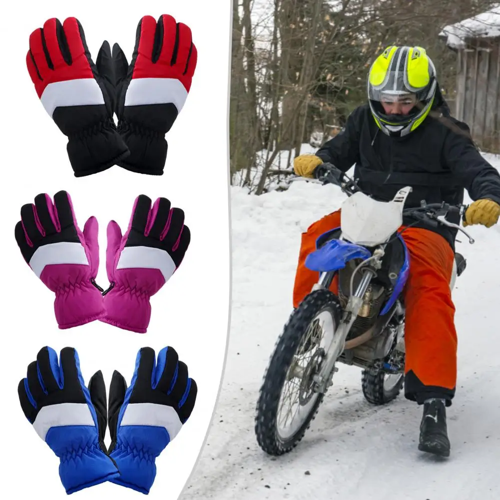 Gants de moto unisexe, 1 paire, élégants, antidérapants, paume pour hommes et femmes, étanches, gants de Ski à doigts complets pour Sports de plein