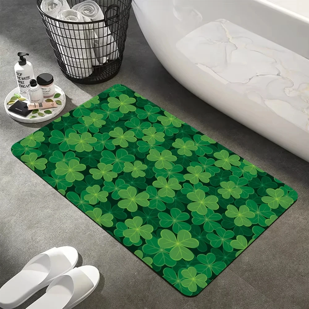 Kleeblatt Muster Zimmer Matten Nordic Stil Grün Veranda Eingang Anti Slip Teppich Schlafzimmer Nacht Badezimmer Teppich Hause Fußmatte