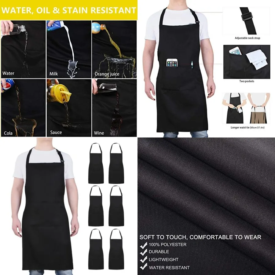 

Chef Apron for Men and Women - 33 x 27 Large with 38 Waist Ties for a Comfy and Snug Fit, Durable and Lightweight, with Spaciou