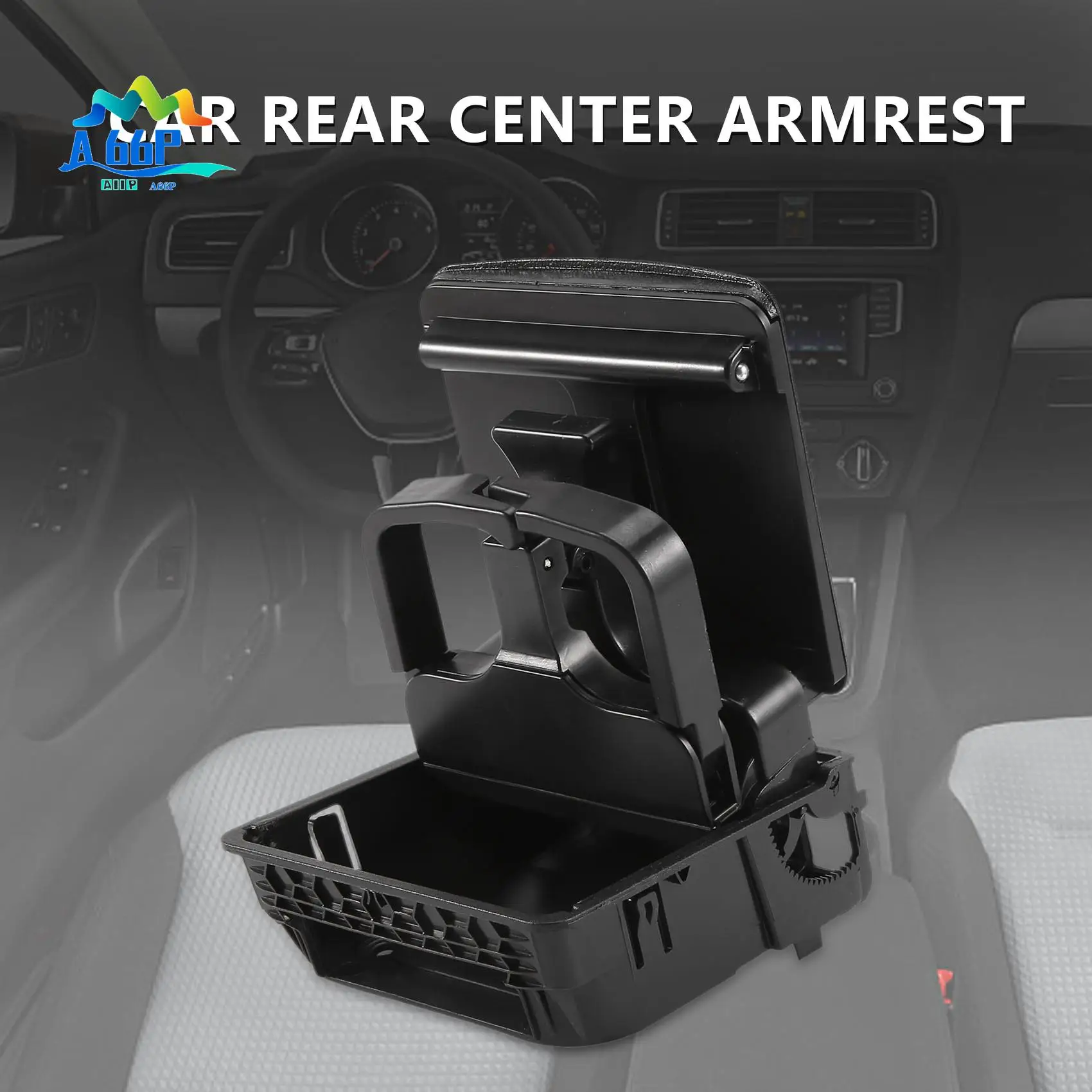 

A66P-2018 Black Central Armrest Rear Cup Holder For Jetta 5 Golf 5 6 EOS