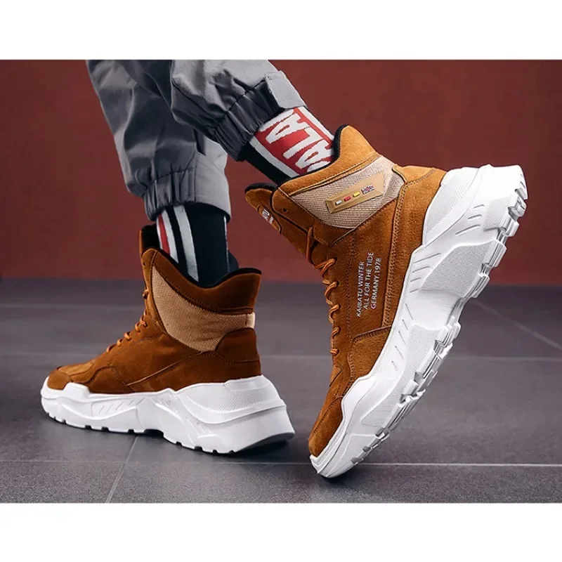 Männer Winter Herbst Outdoor Schuhe Licht Dicken Boden Stiefel Schuhe High Top Chunky Turnschuhe