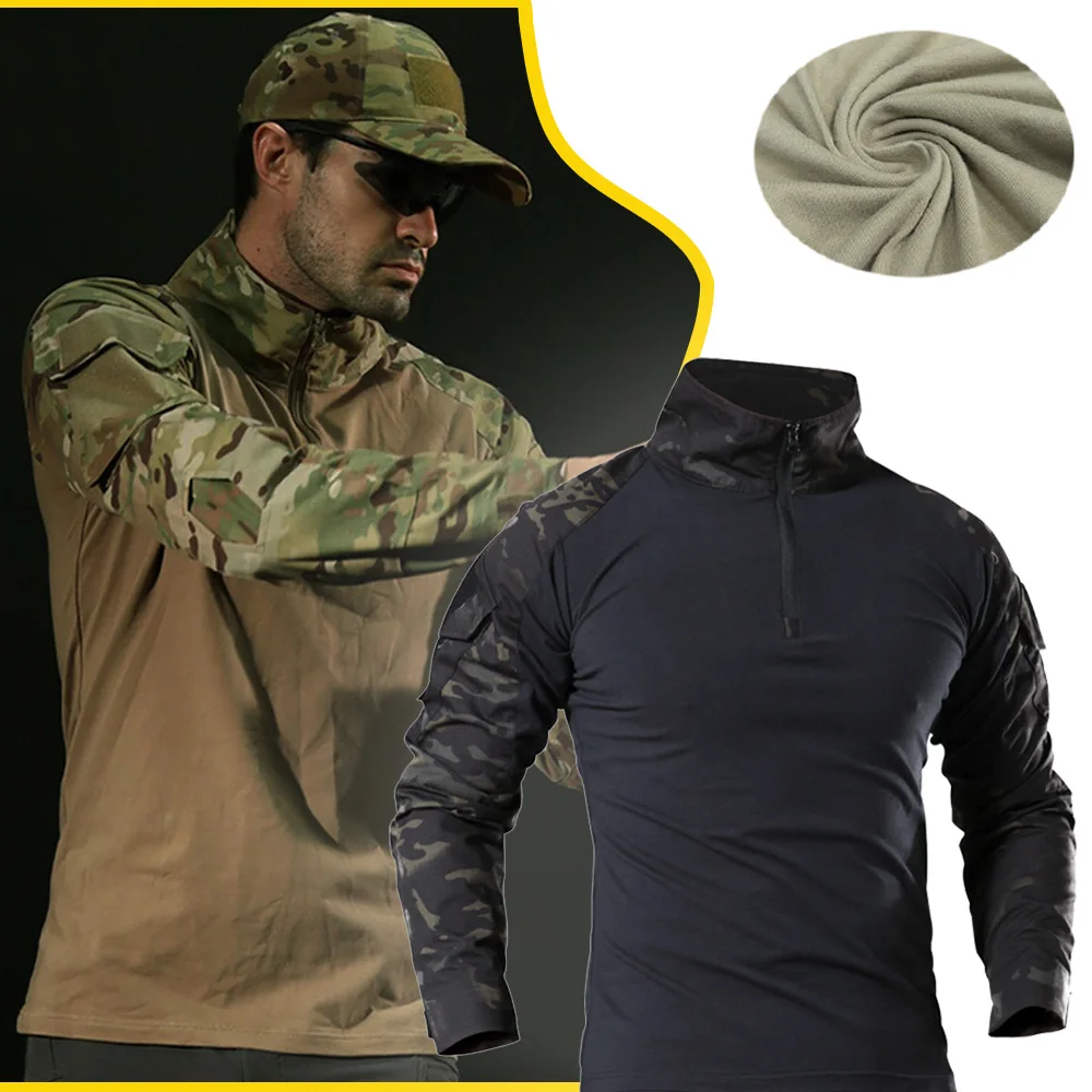 

Outdoor Tactical Shirts Hiking Climbing Tops Men Clothing Long Sleeve T-Shirts Airsoft Paintball Clothing Cotton Hunting Clothes