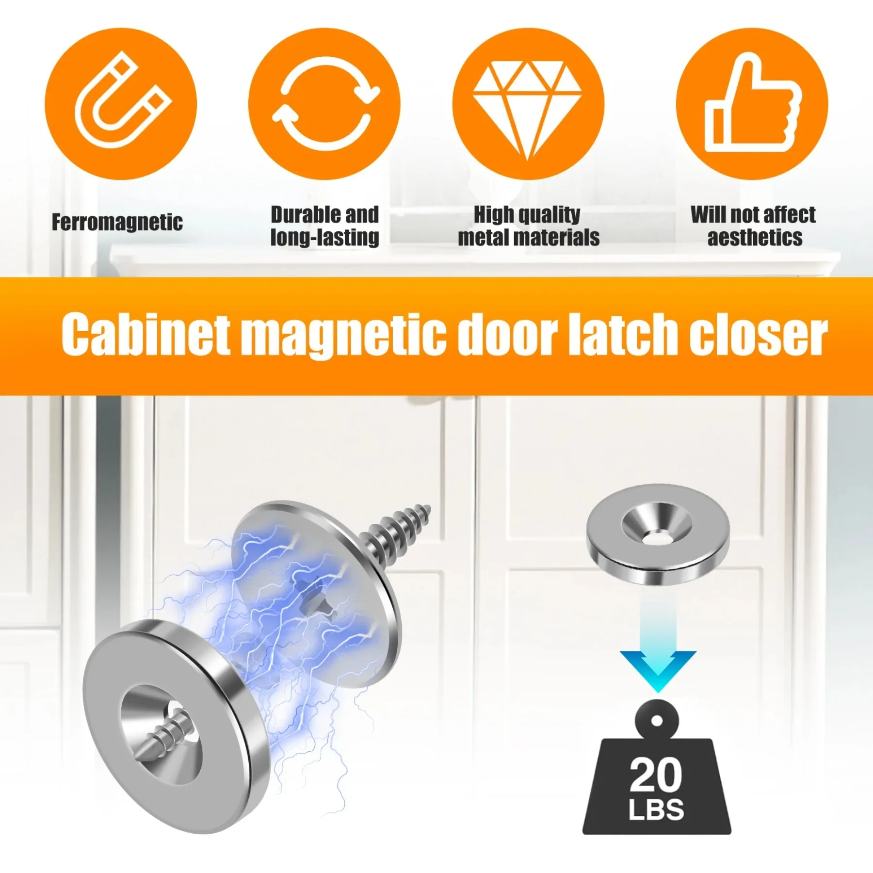 12Pcs Cabinet Door Magnetic Closure Metal Magnetic Door Hidden Closing Magnetic Door Catch Closer for Cabinet Closet image 2