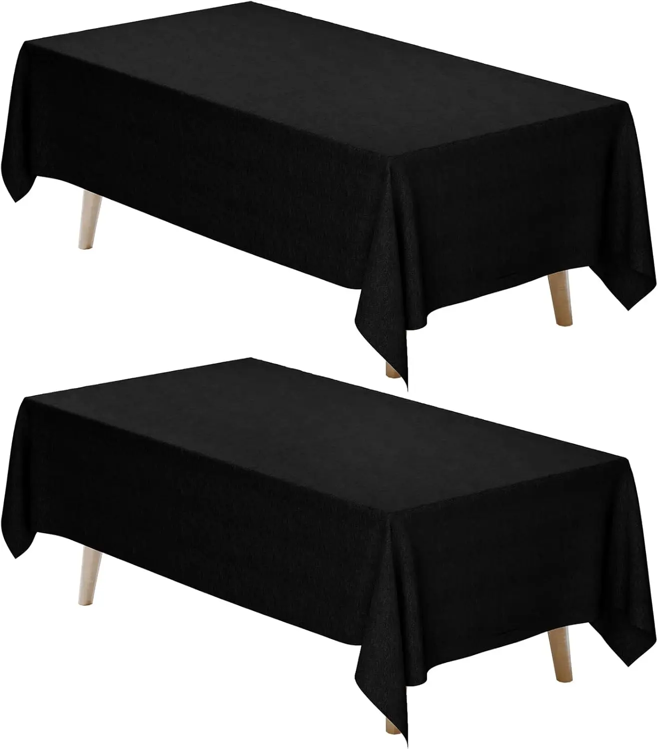 

Black Tablecloth Rectangle 70 x 120 Inch, 2 Pack 6-8ft Polyester Fabric Table Cloths Rectangular Table Covers for Party, Banquet