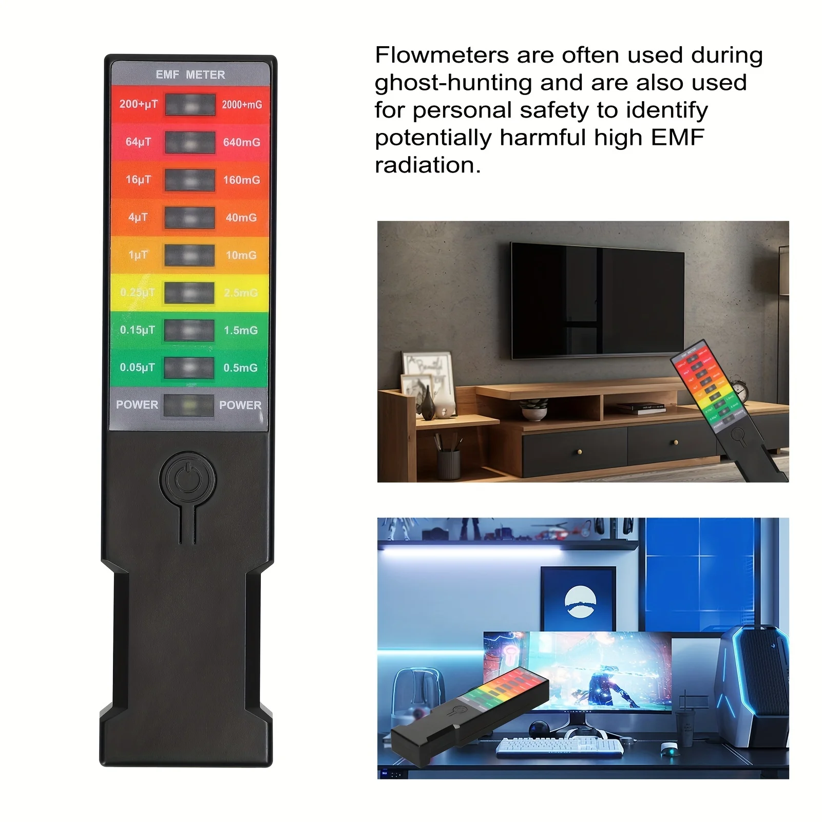 Miernik pola elektromagnetycznego EMF Gaussian Ręczny monitor pola magnetycznego Detektor elektromagnetyczny Miernik Gaussian 9LED