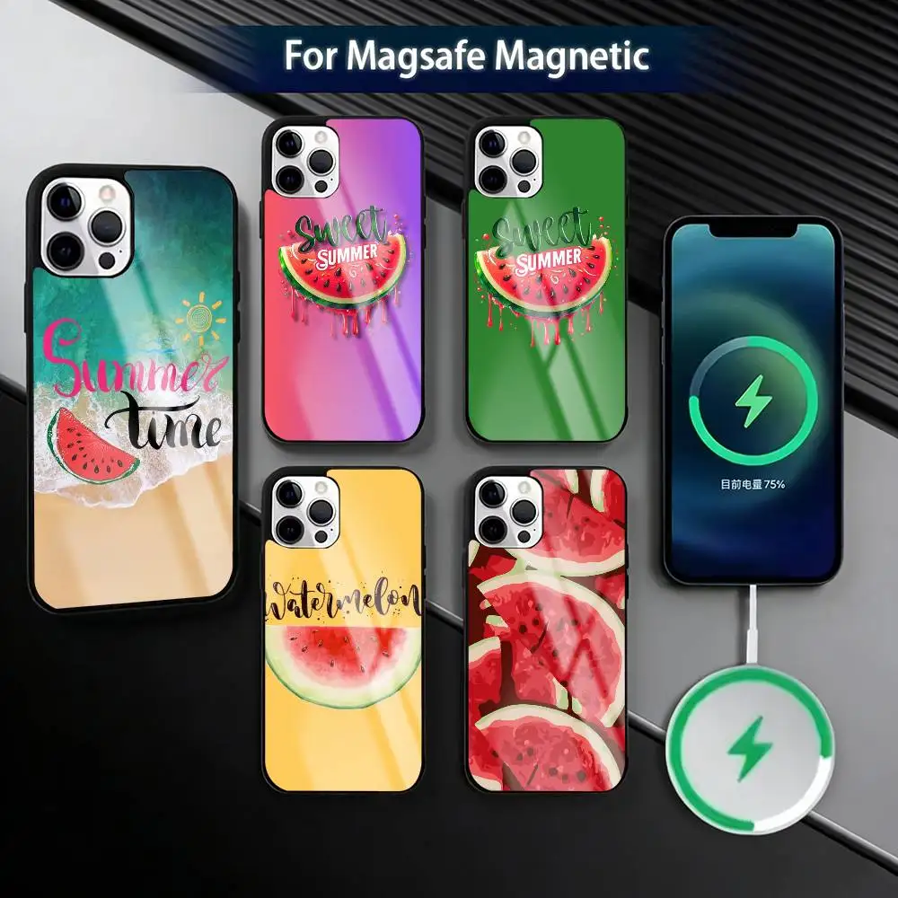 

I Love M-MY Watermelon Phone Case For iPhone17,16,15,14,13,12,11 Plus,Pro Magnetic with Magsafe Wireless Charging