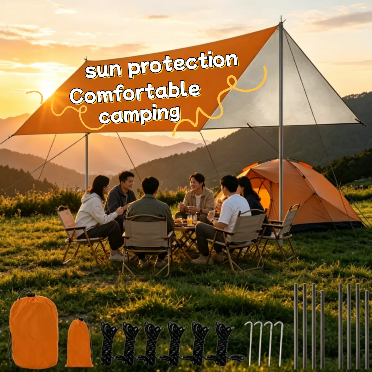 

Уличный водонепроницаемый тент-навес, легкий полиэстеровый шатер для кемпинга, многофункциональная садовая штора от солнца и дождя