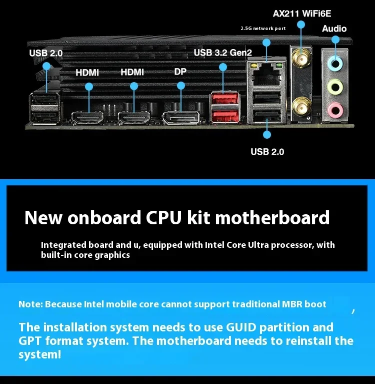 ERYING M-ATX Ultra9 Ultra7 PC Motherboard CPU Combo 185H 155H 125H