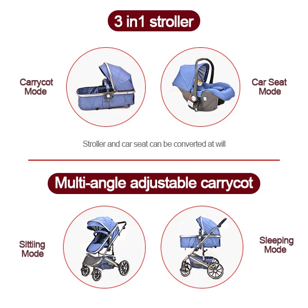 EN1888 certificate baby stroller car seat 2 in 1 high view cheap kinderwagen simple folding kids carriage pushchair