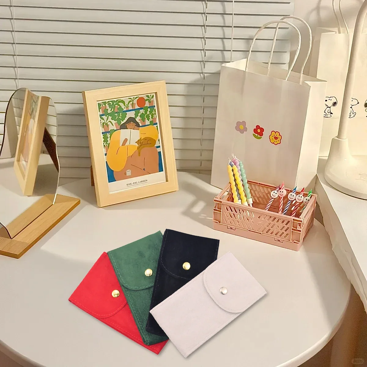 Horlogetas Blauw en zwart flanellen geschenktas Reisopbergdoos Duurzame draagbare horlogestofbeschermingshoes