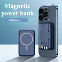 10000mAh Wireless Magnetic Powerbank with 3 Cables Fast Charging for Power Bank Wireless Charger for IPhone Xiaomi Huawei