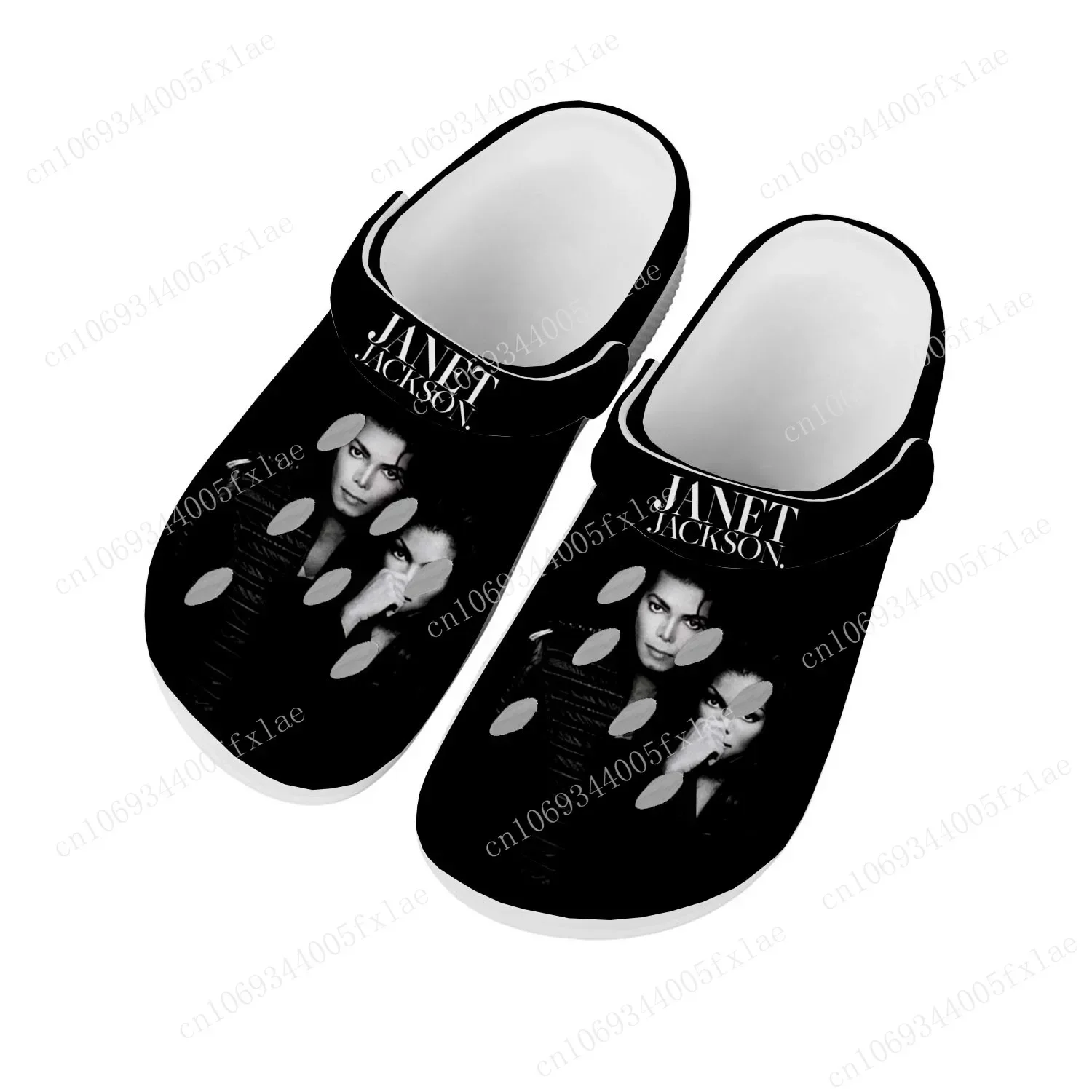 

Janet Jackson Singer Home Clogs Custom Water Shoes Mens Womens Teenager Shoe Garden Clog Breathable Beach Hole Slippers White