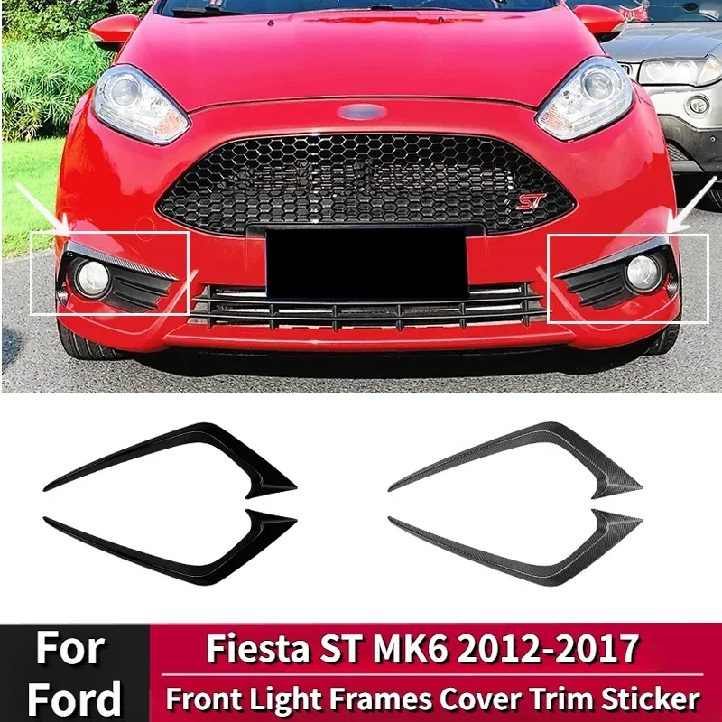 Для Ford Fiesta ST MK6 2012-2017, передний бампер автомобиля, противотуманная Передняя фоторамка, Обложка, наклейка от ABS, автозапчасти, глянцевый черный