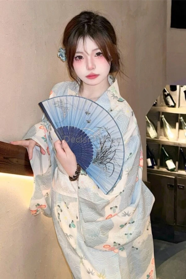 

2025 japanese style yukata retro fresh literature art printed sweet hot spring garment improved travel photography kimono