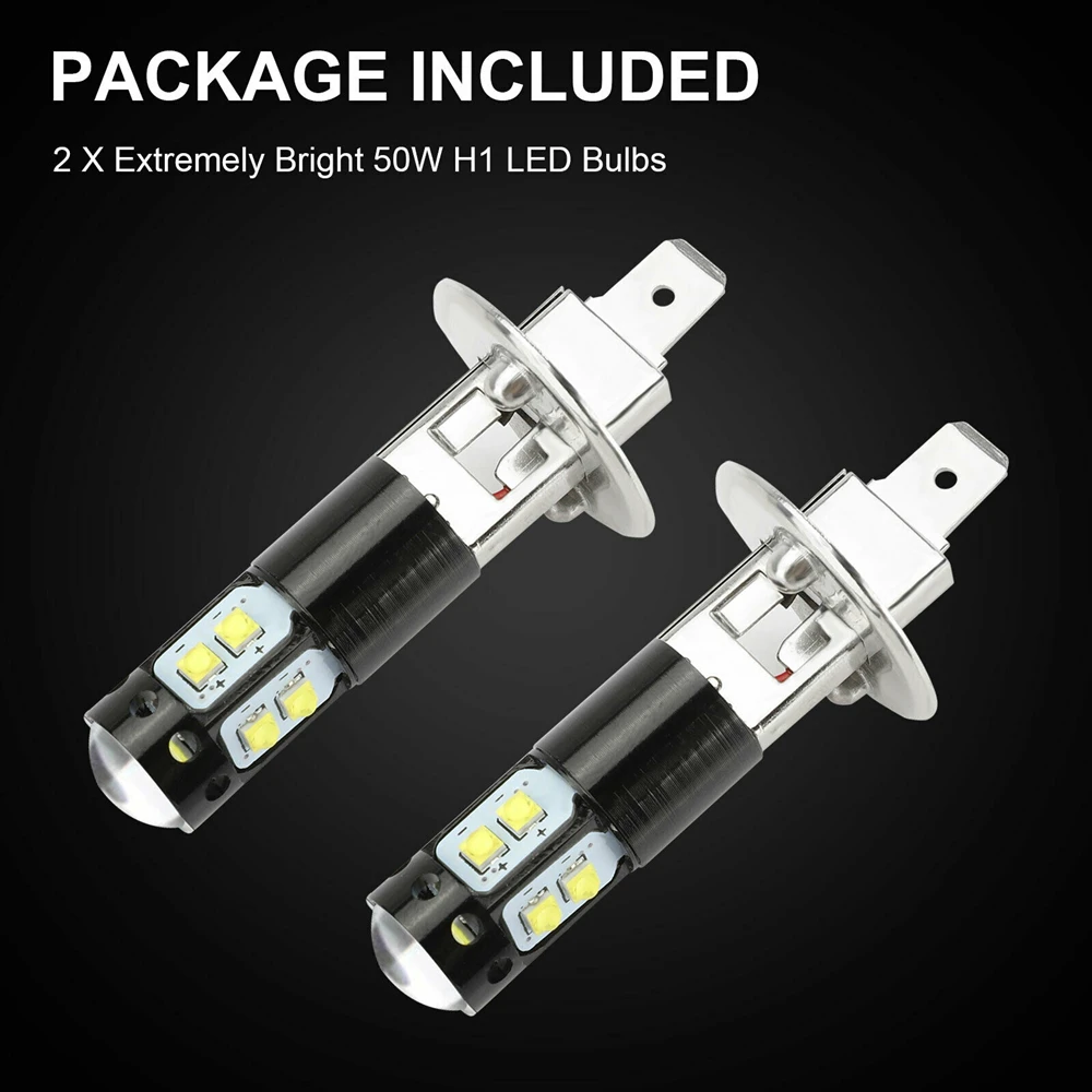 2Pcs H1 H3 Car LED Headlight LED Fog Light Bulbs 100W 12000LM Auto Driving Headlamp Lamps 6500K High Low Beam Lamp