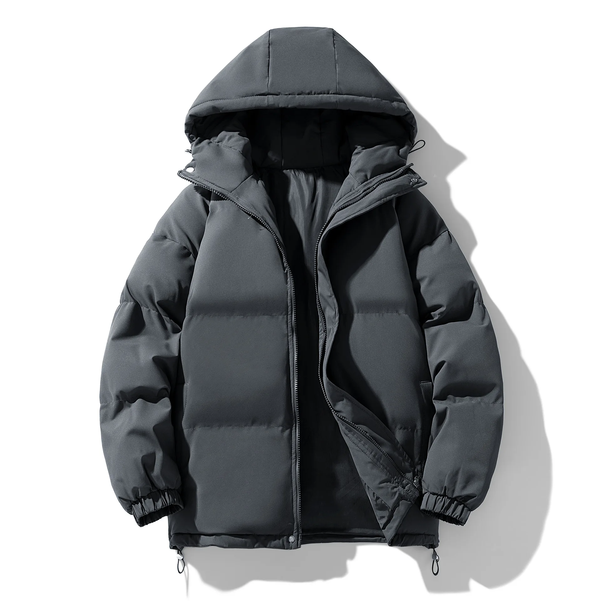 Autumn And Winter Warm Fashion Puffer Jacket Women High Neck Hooded Zipper Design Cotton-Padded Coat