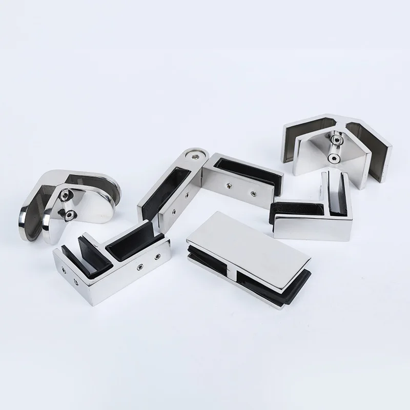 4Pcs Cast 304 Stainless Steel 90 180 Degrees Glass Clamp Bracket Non-Drill Clip For Handrail Railing Swimming Pool Fence Joint