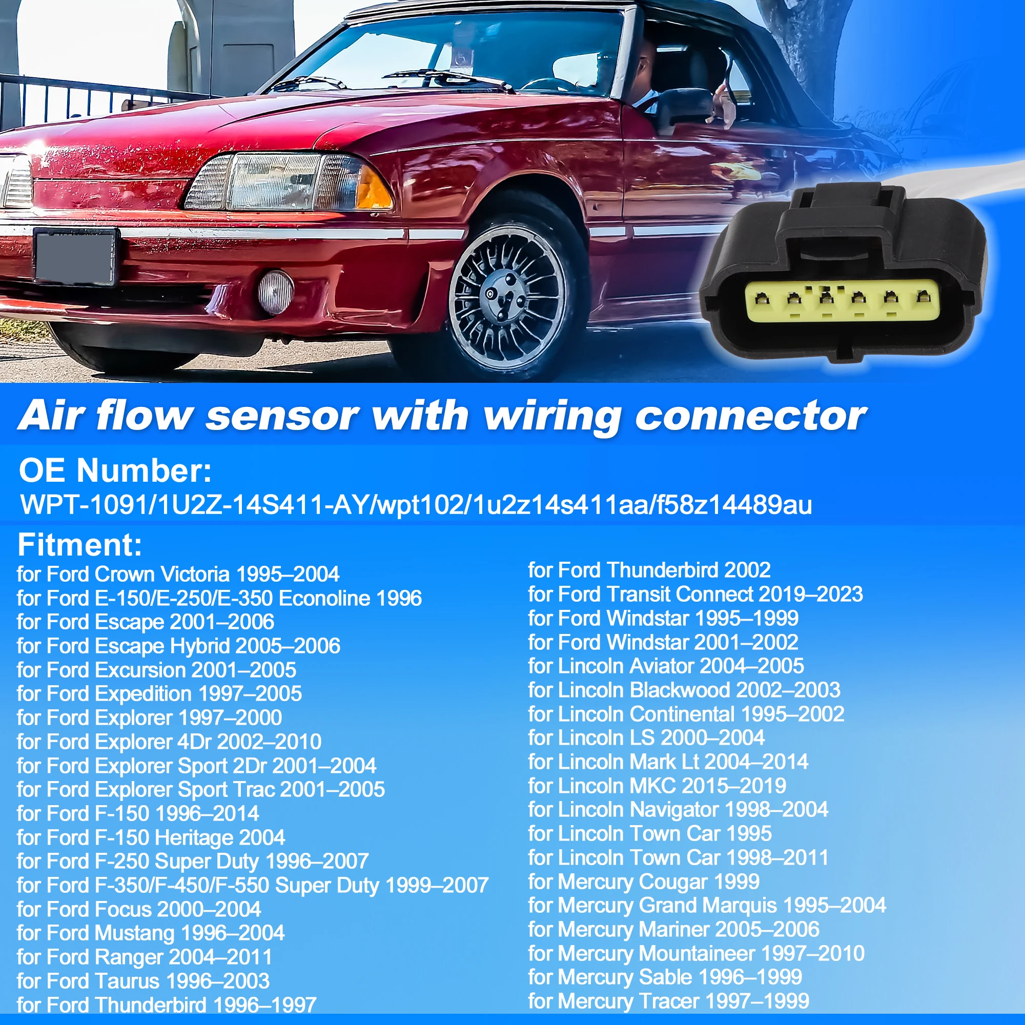UXCELL For Ford Crown Victoria 1995–2004 WPT-1091 Mass Air Flow Sensor Connector