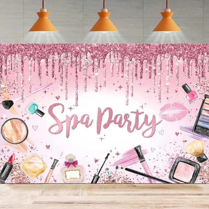 

Photography Backdrop Girl Spa Day Party Princess Makeup Birthday Poster Background Home Party Backdrop Wall Banner Decor