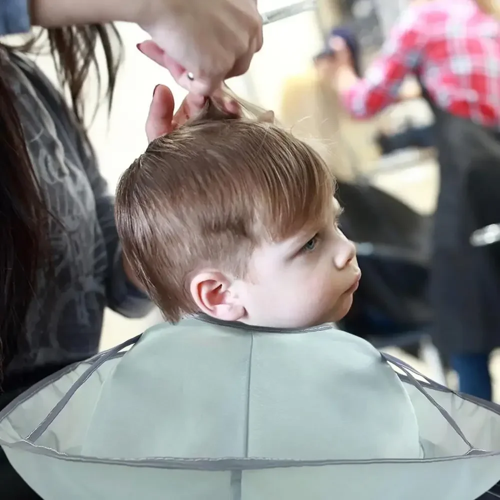 Cape de coupe de cheveux bricolage pour enfants, manteau parapluie Everak, tablier de coupe de cheveux de barbier, protecteur de livres à la maison, coiffure pour filles et garçons, 2024