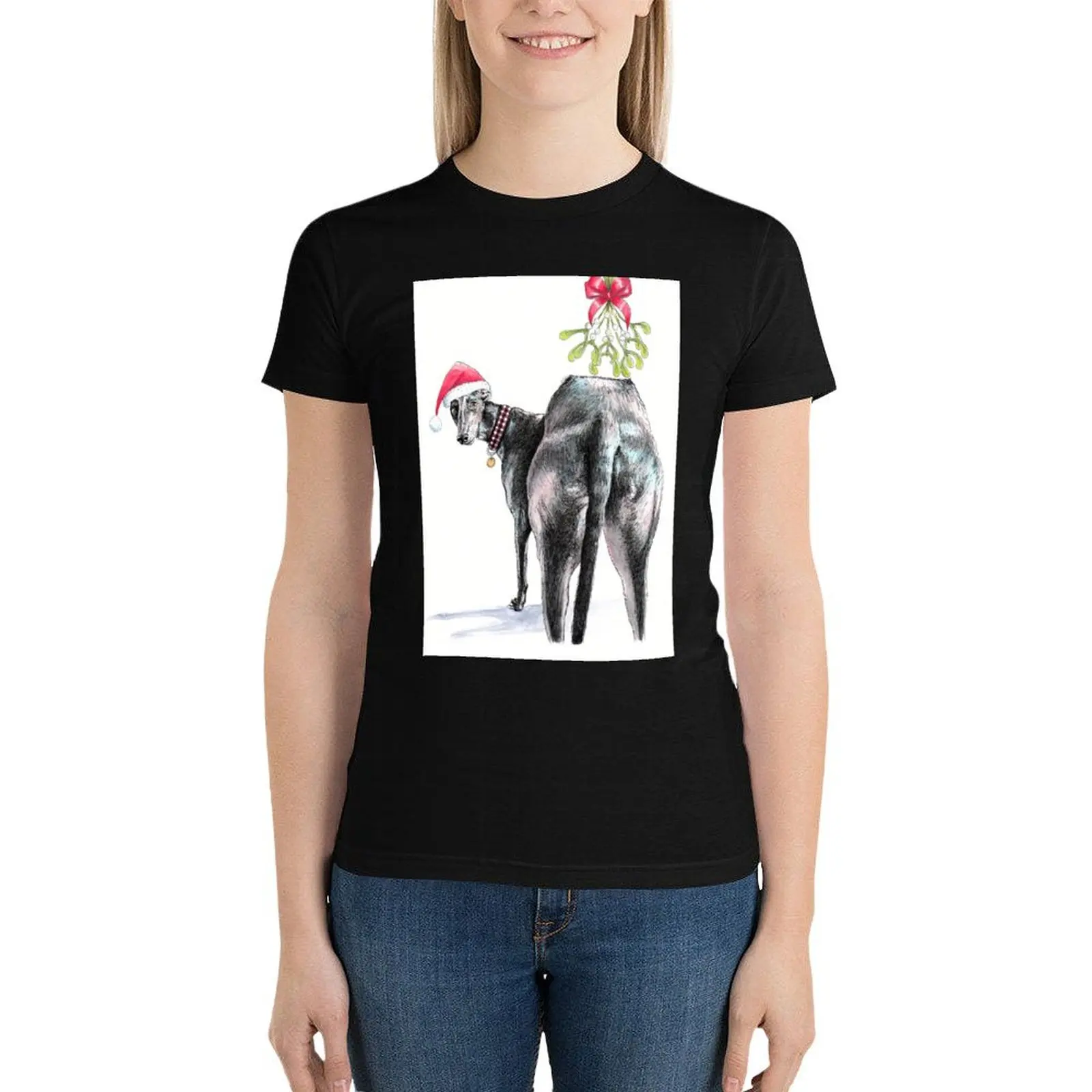 

Cheeky Greyhound Christmas T-Shirt tops summer tops Aesthetic clothing korean fashion tshirts woman