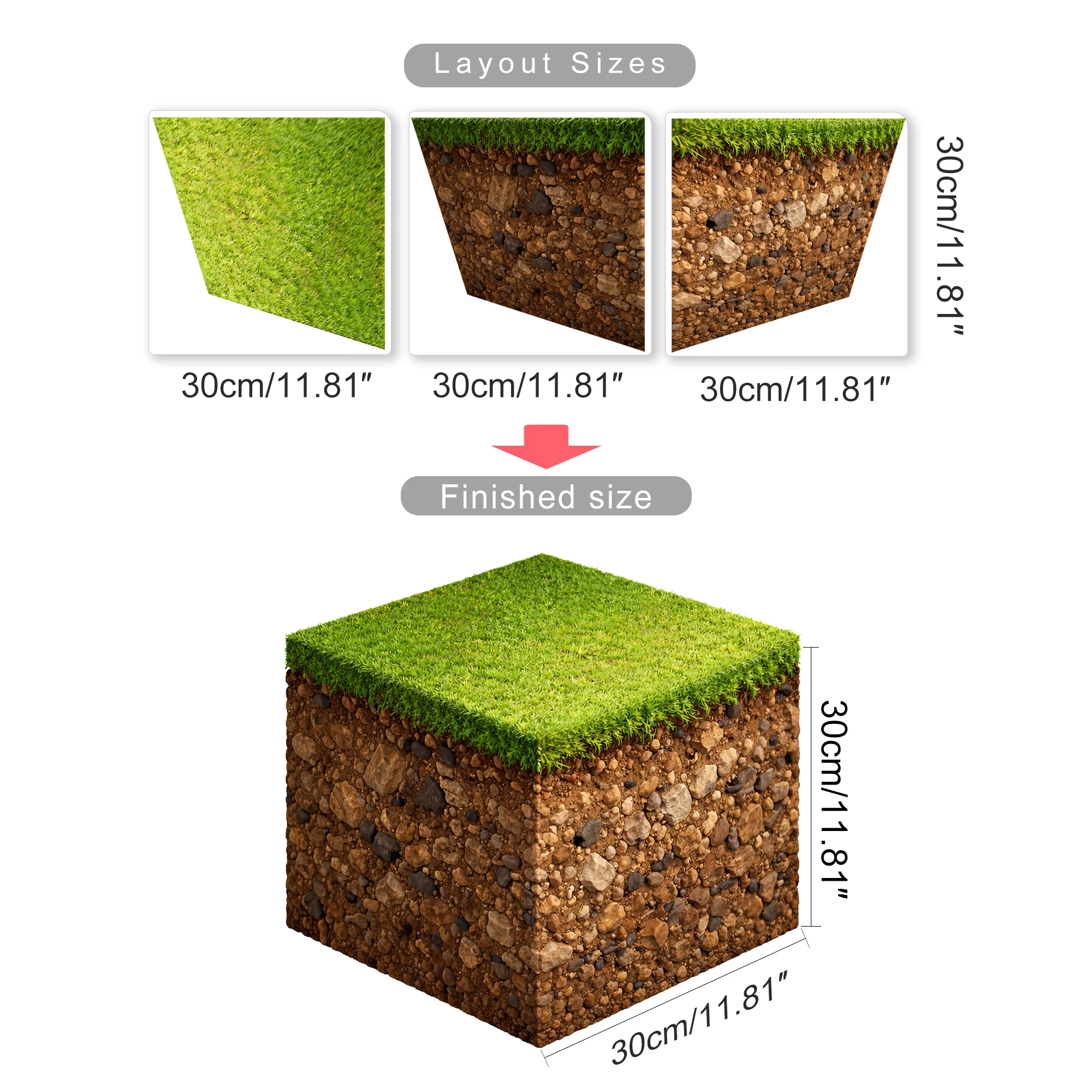 Realistic 3D Grass Cube Wall Decals,Pixel Game Inspired Wall Stickers,Removable Vinyl Art Teen Boys Room,Gaming Room,Home Decor view 6